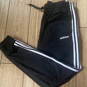 Adidas Womens Black Joggers with White Stripes
